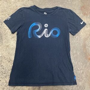 Nike Rio Olympics Graphic Tee Women’s Small Navy Brazil Streetwear Sports Casual